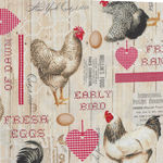 Early Bird Roosters And Hens From Windham Fabrics 51397-1 Antique Cream