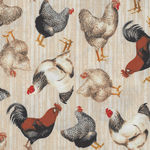 Early Bird Roosters And Hens From Windham Fabrics 51398-1 Antique Cream