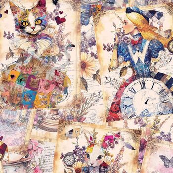 ALICE+39S DREAM COLLAGE 108 Wide Timeless Treasures XERA CD4088 Multi