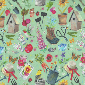 A Wildflower Heart by Katie Daisy for Benartex Fabrics 165111180 Green