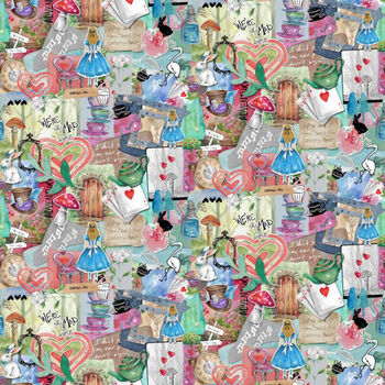 Alice In Wonderland by Fiona Clarke Exclusive Nutex 81540 101 Collage Multi