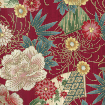 COSMO Textiles Made In Japan 100 Cotton Fabric AP55901H Color C Red