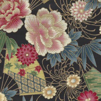 COSMO Textiles Made In Japan 100 Cotton Fabric AP55901H Color E Black