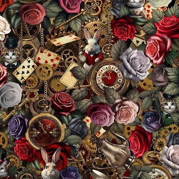 DOWN THE RABBIT HOLE Timeless Treasures Fleur   CD4227 Floral Wonderland