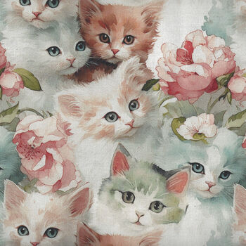 David Textiles Kittens Pastel Digital Print