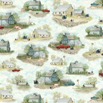 Farm View Farm Vignettes for PandB Fabrics DSN05571 Colour MULTI