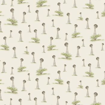 Farm View Windmills for PandB Fabrics DSN05573 Colour E Ecru