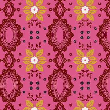 Folk Art by Nathalie Lete for Conservatory Craft PWNL024 Pattern Flocked Col Coral