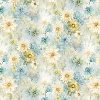 Forest Whisper for Timeless Treasures Fabrics Digital CD3685 Fleur Blue
