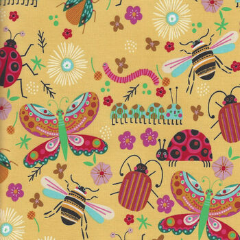 Hey Love Bug by Poppie Cotton BG25130 BUGS Yellow