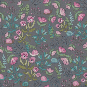 Le Petit Escargot by Lori Woods for Poppie Cotton SL26403 Hiding Out Grey