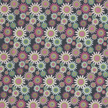 Le Petit Escargot by Lori Woods for Poppie Cotton SL26412 Sunny Daisies Grey