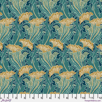 Lodden William Morris for Free Spirit PWWM147Teal Patt Lace Flower