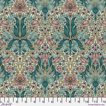 Lodden William Morris for Free Spirit PWWM148Teal Patt Spring Thicket