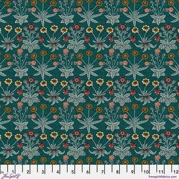Lodden William Morris for Free Spirit PWWM152Teal Patt Daisy Fields