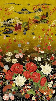Lotus Garden by Chong A Hwang Panel 24 x 42 Metallic TTCM3660 Multi 