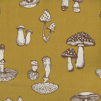 Mushrooms  Cotton Linen Mix  Made in Japan  NC 38153  Colour 1A Mustard