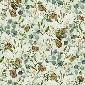 Ornament Grove by Hoffman Fabrics Y7805 436G Metallic Eucalyptus Gold 