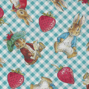 Peter Rabbit and Flopsy Mopsy and Benjamin Bunny Fabric PR20404C CW1Blue
