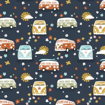 Retro Vibes by Mel Armstrong for Nutex Fabrics 820401 Navy Combie Vans