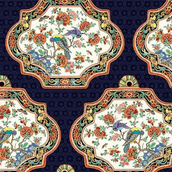 Silkroad by Bloomery Decor for Michael Miller Fabrics DDC12134 Imari Bird and Flower