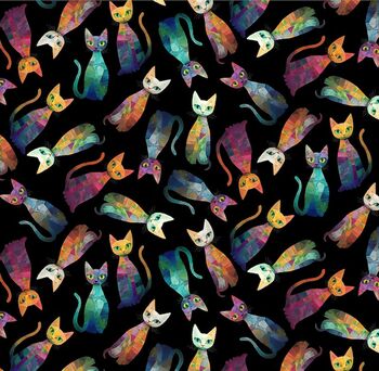 Sophisticat by Timeless Treasures Fabric Cat Digital TTCD4003 Black
