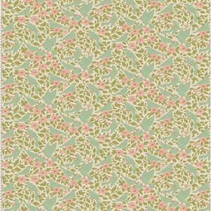 TILDA Songbird Cotton Fabric Ava Green 100650