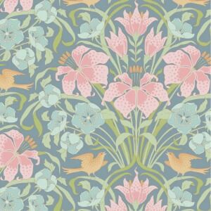 TILDA Songbird Cotton Fabric Songbird Blue 100652