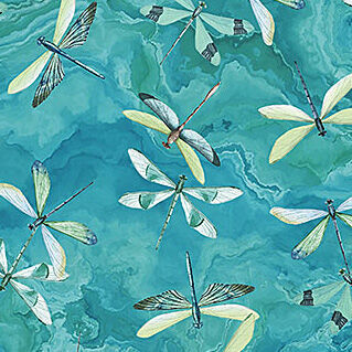 Tranquil Waters by Deborah Ewards of Northcott DP27209 Col 46 Dragonflies