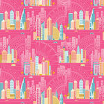 Cityscape by Amanda Murphy for Benartex 17124 - 26 City Cerise. 