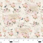 Parisian Snippets by Frank Garcia for Blank Quilting 4298 041 Roses & Text.