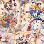 ALICE'S DREAM COLLAGE 108" Wide Timeless Treasures XERA-CD4088 Multi.