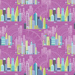 Cityscape by Amanda Murphy for Benartex 17124 - 68 City Plum. 