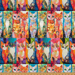 Crafty Cats A Hoffman Spectrum Digital Print 100% Cotton X5714 763 Radiant Cats.