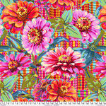 Festival Giant Zinnias 108" Quiltback by Odile Bailloeul Free Spirit QBOB002 Pin