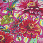 Festival Zinnias by Odile Bailloeul for Free Spirit PWOB120 Pink.