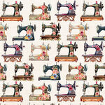SEW by Timeless Treasures Digital TTCD3874 Ecru. Sewing Machines.