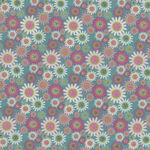 Le Petit Escargot by Lori Woods for Poppie Cotton SL26411 Sunny Daisies Teal.