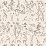 Les Femmes Fashionista for QT Fabrics 2600- 30166-E Off White. Black Sketch.