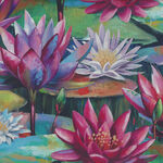 Lotus by Northcott Fabrics DP28423-78 Dark Green Multi.