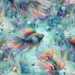 Rainbow Fish for Timeless Treasures Fabrics Digital CD3812 Multi Angel Fish.