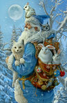 Rubin Design Studio Father Christmas - Sky Blue - 29" x 44" PANEL.