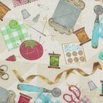 Shop Hop - Tossed Notions - 3 Wishes Fabric - 21700 - Cream.