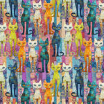 Sophisticat by Timeless Treasures Fabric Cat Digital TTCD4004 Multi.