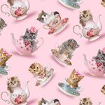Teacup Kitty by Timeless Treasures Digital Patt. CAT-CD3578 Teacup Cats.