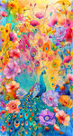 Timeless Treasures - Wild Beauty - Peacock Floral Panel 24" x 42"- CD3960 Multi.