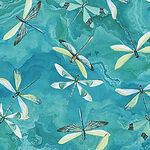 Tranquil Waters by Deborah Ewards of Northcott DP27209 Col. 46. Dragonflies.