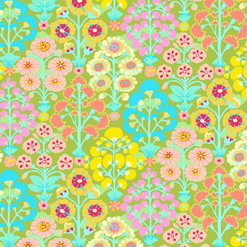 85 and Fabulous by Kaffe Fassett for Free Spirit Fabrics PWGP10 Sprays Lime