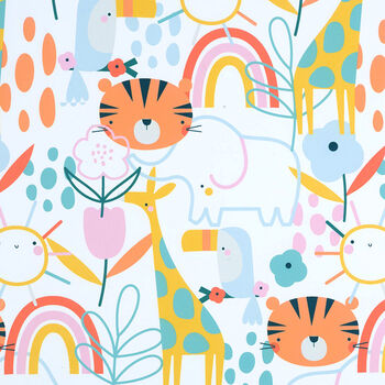 Alexander Henry Fabric Monkeyand39s Bizness 9026 A Sunshine Safari White