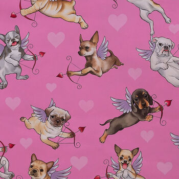 Alexander Henry Fabric Puppy Love  De Leon Design Group 8851 Color A Pink
